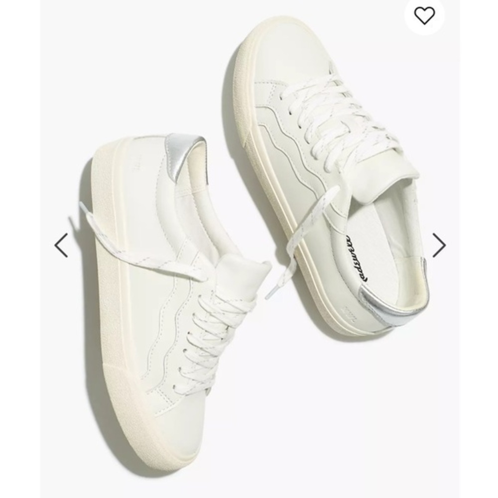 Madewell sidewalk wavy low-top white & metallic leather snickers size 8.5